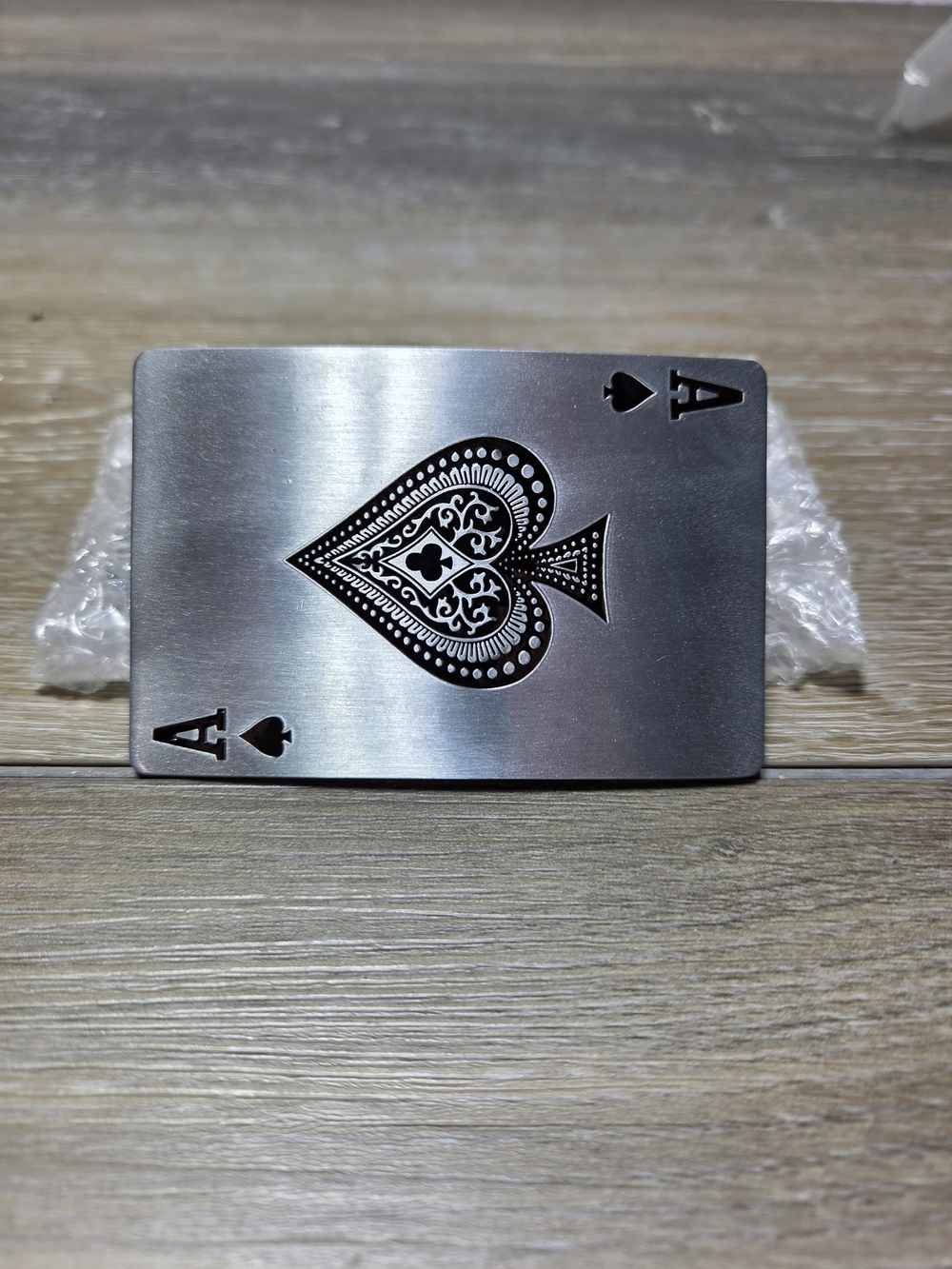 Ace of Spades Playing Card Metal Belt Buckle Silver Black Poker Gambling
